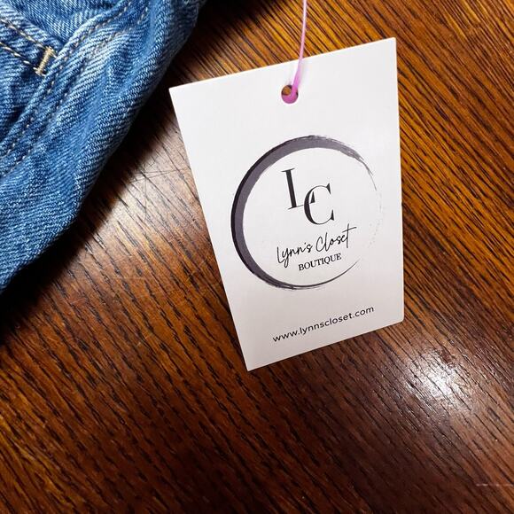 American Eagle AE Blue Denim Jean Straight Regular Destructed Distressed Size 4 - Picture 2 of 10